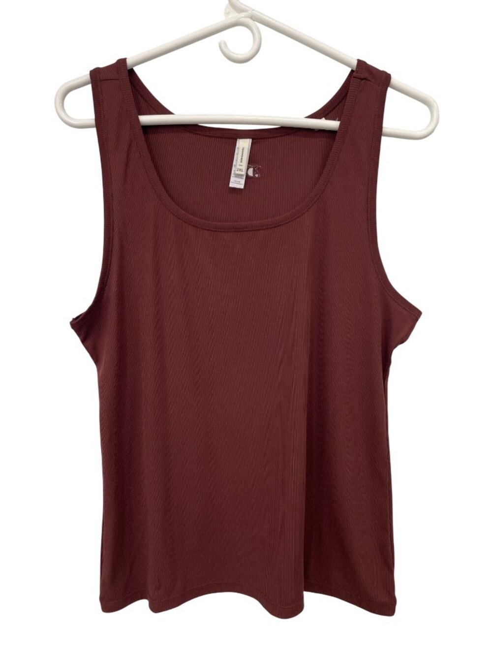 7Diamonds Core Tank Top 2XL Ribbed Sleeveless Scoop Neck Burgundy Everyday Wear